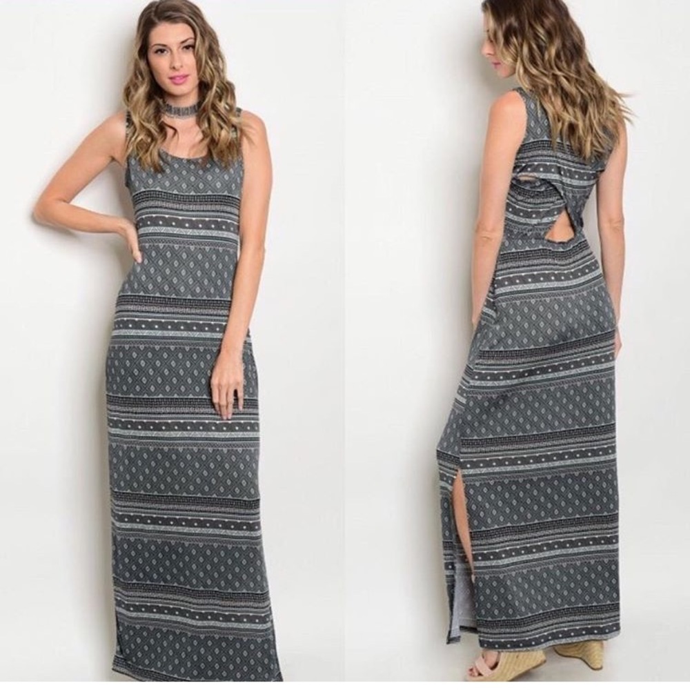 Tribal pattern maxi with side slit